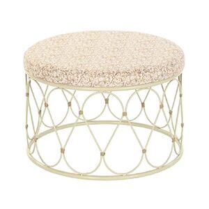 Pegane Table d'appoint ronde en rotin/métal coloris crème/naturel - Diamètre 48 x Hauteur 30 cm -- - Publicité