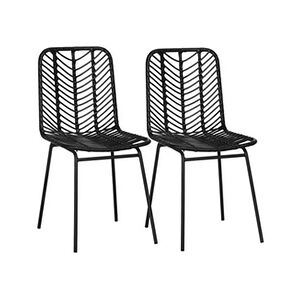 HOMCOM Lot de 2 chaises de jardin style colonial piètement acier résine tressée aspect rotin noir - Publicité