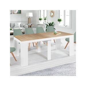 ID Market Table console extensible ORLANDO 10 personnes 235 cm bois blanc et façon hêtre - Publicité