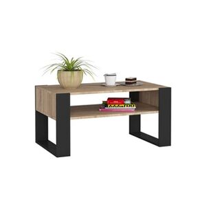 Akord Table à café table basse DOMI Chêne Sonoma 92 cm couleur Noir 92x53x45 cm - Publicité
