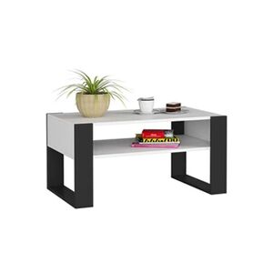 Akord Table à café table basse DOMI Blanche 92 cm couleur Noir 92x53x45 cm - Publicité