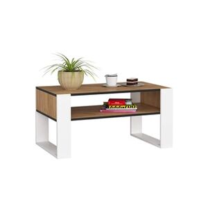 Akord Table à café table basse DOMI Chêne Craft 92 cm couleur Blanche 92x53x45 cm - Publicité