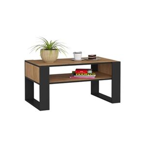 Akord Table à café table basse DOMI Chêne Craft 92 cm couleur Noir 92x53x45 cm - Publicité