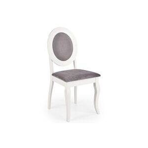 MSO Chaise de salle à manger baroque en bois massif blanc et tissu gris Barroco - Publicité