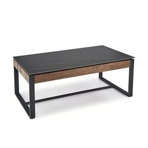 MSO Table basse 120 x 60 cm aspect marbre noir et noyer Aleida - Publicité