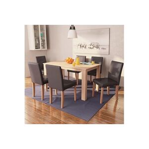 VIDAXL Table et chaises 7 pcs Cuir synthétique Chêne Marron - Publicité