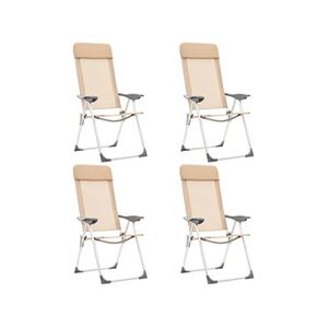 VIDAXL Chaises de camping pliables 4 pcs Crème Aluminium - Publicité