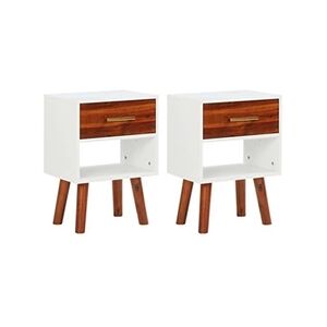 VIDAXL Table de chevet 2 pcs Bois d'acacia massif 40x30x57 cm - Publicité