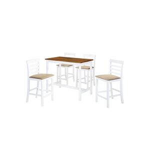VIDAXL Table et chaises de bar 5 pcs Bois massif Marron et blanc - Publicité