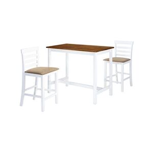 VIDAXL Table et chaises de bar 3 pcs Bois massif Marron et blanc - Publicité