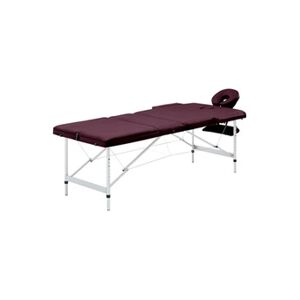VIDAXL Table de massage pliable 3 zones Aluminium Violet vin - Publicité