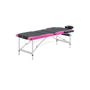 VIDAXL Table de massage pliable 3 zones Aluminium Noir et rose - Publicité