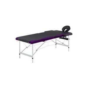 VIDAXL Table de massage pliable 2 zones Aluminium Noir et violet - Publicité