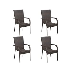 VIDAXL Chaises empilables d'extérieur 4 pcs Résine tressée Marron - Publicité