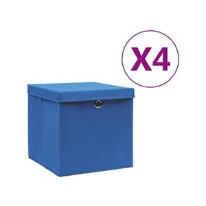 VIDAXL Boîtes de rangement avec couvercles 4 pcs 28x28x28 cm Bleu - Publicité