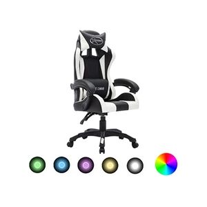 VIDAXL Fauteuil de jeux vidéo avec LED RVB Blanc et noir Similicuir - Publicité