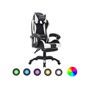 VIDAXL Fauteuil de jeux vidéo avec LED RVB Blanc et noir Similicuir - Publicité