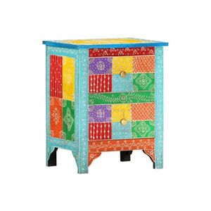 VIDAXL Table de chevet peinte à la main 40x30x50 cm Bois de manguier - Publicité