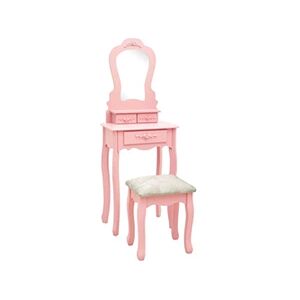 VIDAXL Ensemble de coiffeuse avec tabouret Rose 50x59x136 cm Paulownia - Publicité