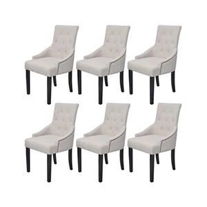 VIDAXL Chaises pour salle à manger 6 pcs Polyester Crème - Publicité