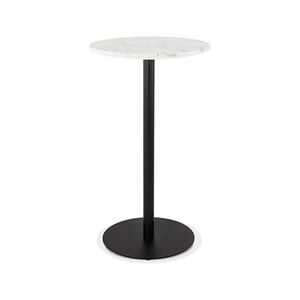 ALTEREGO Table haute ronde 'CORY ROUND' en pierre blanche effet marbre et métal noir - 60x60 cm - Publicité