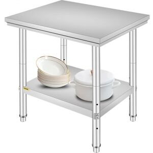 VEVOR Table de Travail Cuisine Inox 60X76X80 cm Plan de Travail Cuisine en 2 Etage Table de Travail en Acier Inoxydable pour Préparation de Cuisine d'Aliment des Repas Hôtels Bureaux Hôpitaux - Publicité