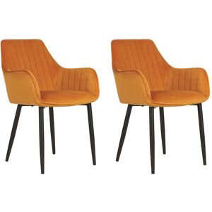 Lot De 2 Chaises De Salle À Manger En Velours Orange Wellston - Publicité