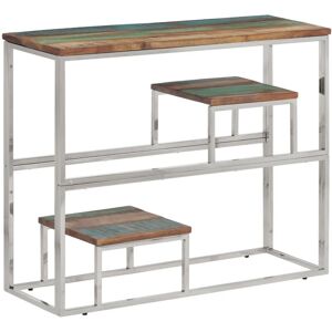 Vidaxl Table Console Argenté Acier Inoxydable/Bois Massif Récupération - Publicité