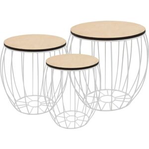 vidaXL Ensemble De Table Basse Contreplaqué De Peuplier Fer 3 Pcs - Publicité