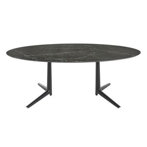 Kartell Table Multiplo Xl Avec Plateau Oval (Noir - Aluminium Moulé Et Plateau En Céramique Finition Marbre) - Publicité