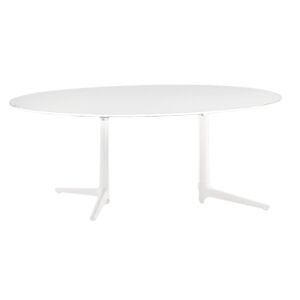 Kartell Table Multiplo Xl Avec Plateau Oval (Blanc - Aluminium Moulé Et Plateau En Verre) - Publicité