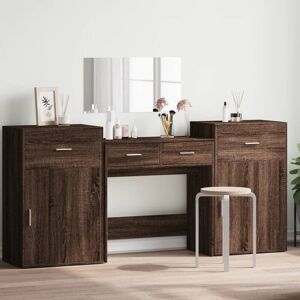 Vidaxl Ensemble De Coiffeuse 4 Pcs Chêne Marron Bois D'ingénierie - Publicité