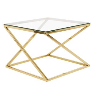 Table d'Appoint Carrée 60 cm avec Plateau en Verre et Cadre en Métal Doré au Style Moderne et Glamour Beliani taille: x45x60 - Publicité