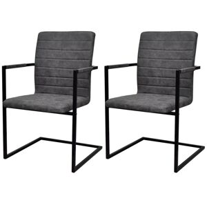 Vidaxl Chaises De Salle À Manger Cantilever 2 Pcs Gris Similicuir - Publicité