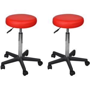 vidaXL 2 Pcs Tabourets De Bureau Rouge 35,5x98 Cm Similicuir - Publicité