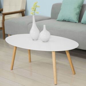 Sobuy Fbt61-W Table Basse Ovale Table D¿Appoint Design Moderne Table De Salon En Bois - Publicité