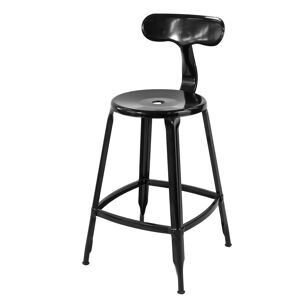 Sobuy Fst80-Sch Tabouret De Bar Design Industriel En Métal Robuste Chaise Haute De Cuisine Avec Dossier Et Repose-Pied - Noir - Publicité