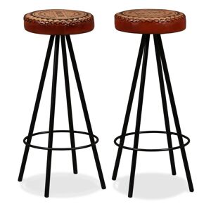 vidaXL Tabourets De Bar 2 Pcs Cuir Véritable - Publicité