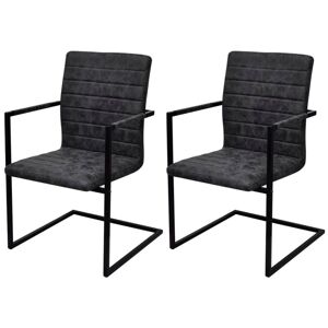 vidaXL Chaises De Salle À Manger Cantilever 2 Pcs Noir Similicuir - Publicité