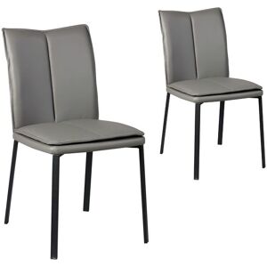 Tousmesmeubles Duo De Chaises Simili Cuir Gris - Tucson - Publicité