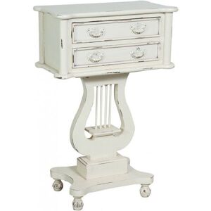 Table Basse Lira En Bois Massif Acajou Avec Finition Blanche Antique L60xpr30xh85 Cm - Publicité