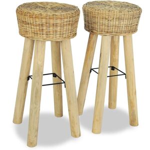 Vidaxl Tabourets De Bar 2 Pcs Rotin Naturel - Publicité