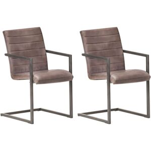 Vidaxl Chaises De Salle À Manger Cantilever 2pcs Marron Cuir Véritable - Publicité