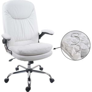 Mendler Chaise De Bureau Hwc-F81 Fauteuil Directorial Pivotant, Ressorts En Spirale, Similicuir Blanc - Publicité