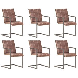 Vidaxl Chaises De Salle À Manger Cantilever 6pcs Marron Cuir Véritable - Publicité