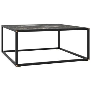 Vidaxl Table Basse Noir Avec Verre Marbre Noir 80x80x35 Cm - Publicité