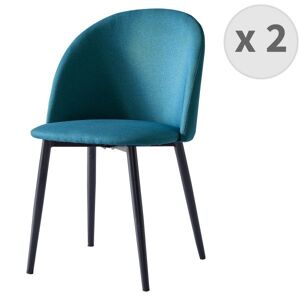 Malou - Chaise Vintage Tissu Bleu Pieds Noir Brossé (X2) - Publicité