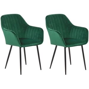 Lot De 2 Chaises En Velours Vert Wellston - Publicité