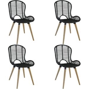 Vidaxl Chaises De Salle À Manger 4 Pcs Noir Rotin Naturel - Publicité