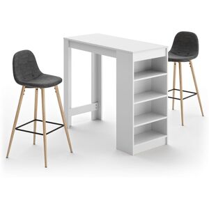 A-Cocoon Ensemble Table Et Chaises Blanc Et Gris Anthracite - Temahome - Publicité